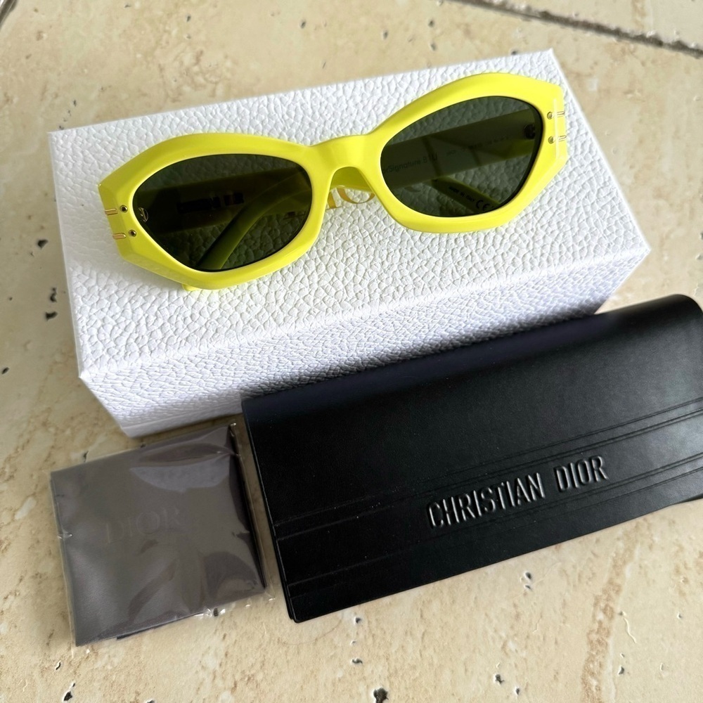 New! Dior Signature B1u 66c0 Sunglasses, Neon Yellow, Authentic